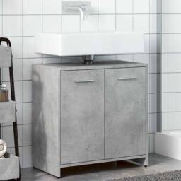 Berkfield Home Bathroom Sink Cabinet Concrete Grey 60x33x60 cm Engineered Wood - Size: 60 x 33 x 60 cm - thumbnail 4