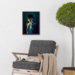 Artery8 Nature Fairy In Colourful Fluorescent Light Dress Artwork Framed Wall Art Print A4 in Black - thumbnail 2