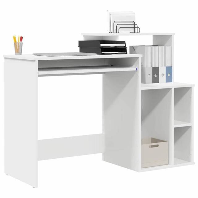 Berkfield Home Elegant Desk with Storage White 120.5x44x88.5 cm Engineered Wood - image 1