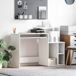 Berkfield Home Elegant Desk with Storage White 120.5x44x88.5 cm Engineered Wood - thumbnail 2