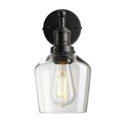 Industville Brooklyn Glass Schoolhouse Wall Light - 5.5 Inch - Clear in Black - Size: Medium - thumbnail 2