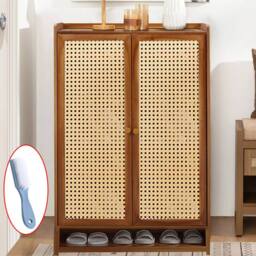 SPETLEK Shoe Cabinet Storage Cupboard Footwear Stand Rack in Brown - thumbnail 1