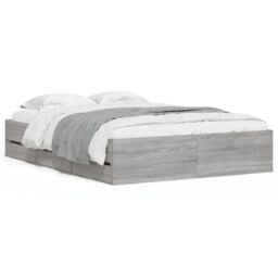 Berkfield Home Bed Frame with Drawers without Mattress Grey Sonoma 120x190 cm Small Double - thumbnail 2