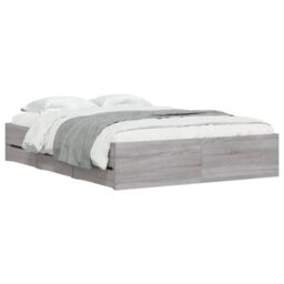 Berkfield Home Bed Frame with Drawers without Mattress Grey Sonoma 120x190 cm Small Double - thumbnail 3