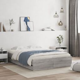 Berkfield Home Bed Frame with Drawers without Mattress Grey Sonoma 120x190 cm Small Double - thumbnail 1