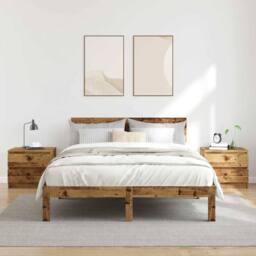 Berkfield Home Timeless Bedside Cabinets 2 pcs Old Wood 50x40x43.5 cm Engineered Wood in Brown - thumbnail 1