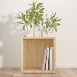 Berkfield Home Side Table Sonoma Oak 33x33x34.5 cm Engineered Wood in Brown - thumbnail 4