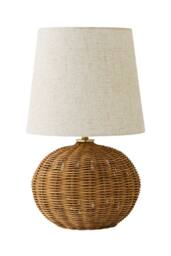 ValueLights Henrietta Natural Wicker Base with Linen Shade Table Lamp & Bulb - thumbnail 6