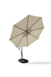 Living and Home Outdoor 32 LED Lighted Patio Umbrella with Crank Lift System with Base in Beige - thumbnail 4