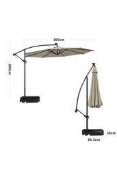 Living and Home Outdoor 32 LED Lighted Patio Umbrella with Crank Lift System with Base in Beige - thumbnail 6
