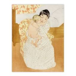 Artery8 Mary Cassatt Framed Wall Art Print Maternal Caress Mother & Child in Brown - Size: A4 - thumbnail 3