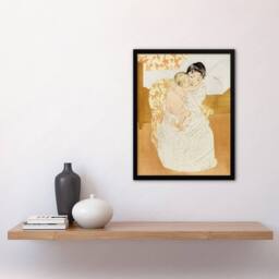 Artery8 Mary Cassatt Framed Wall Art Print Maternal Caress Mother & Child in Brown - Size: A4 - thumbnail 2