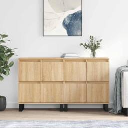 Berkfield Home Sideboards 2 pcs Sonoma Oak Engineered Wood in Light Tan - thumbnail 2