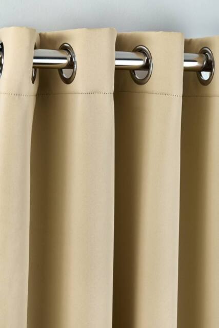New Edge Blinds Essential Woven Thermal Blackout Eyelet Curtains in Beige - Size: 116 cm width x 137 cm drop - image 1