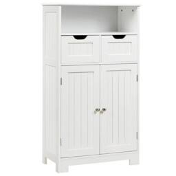 VOGREX Wooden Bathroom Storage Cabinet Adjustable Shelf Doors in White