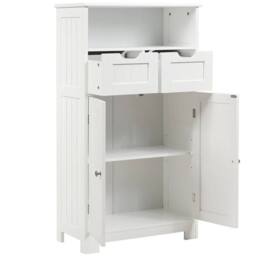 VOGREX Wooden Bathroom Storage Cabinet Adjustable Shelf Doors in White - thumbnail 3