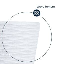 LIVIVO 18cm Plastic Plant Pot Grey Wave Design in White - thumbnail 4