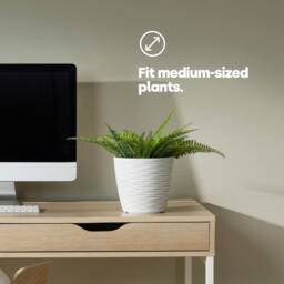 LIVIVO 18cm Plastic Plant Pot Grey Wave Design in White - thumbnail 3