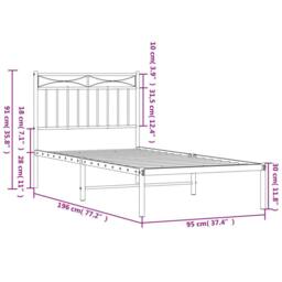 Berkfield Home Metal Bed Frame with Headboard Black 90x190 cm Single - thumbnail 9