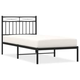 Berkfield Home Metal Bed Frame with Headboard Black 90x190 cm Single - thumbnail 3