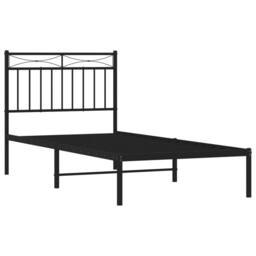 Berkfield Home Metal Bed Frame with Headboard Black 90x190 cm Single - thumbnail 4