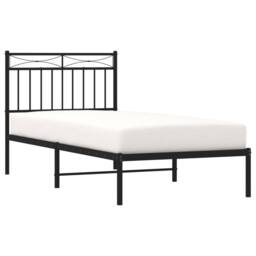 Berkfield Home Metal Bed Frame with Headboard Black 90x190 cm Single - thumbnail 1