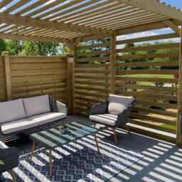 Rutland County Garden Furniture Ltd Shade Pergola - Wood - L240 x W480 x H270 cm - Rustic Brown in Light Green - thumbnail 5