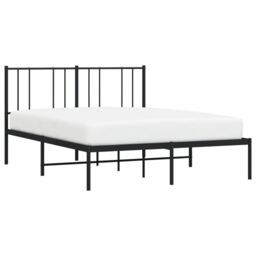 Berkfield Home Metal Bed Frame with Headboard Black 140x190 cm - thumbnail 3
