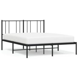 Berkfield Home Metal Bed Frame with Headboard Black 140x190 cm - thumbnail 2