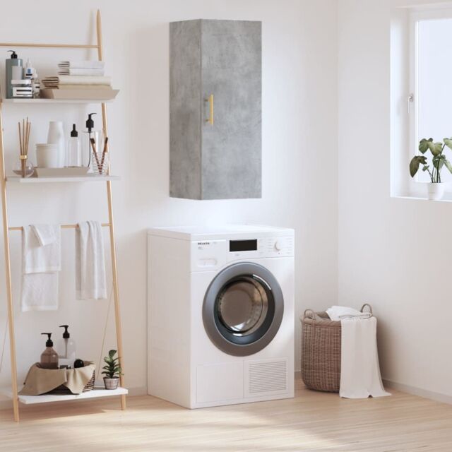 Berkfield Home Wall Mounted Cabinet Concrete Grey 34.5x34x90 cm - image 1