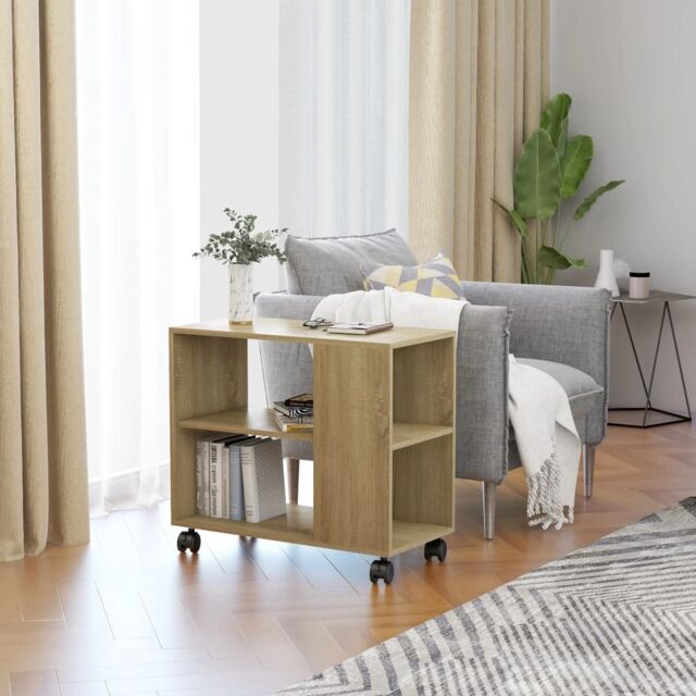 Berkfield Home Side Table Sonoma Oak 70x35x55 cm Engineered Wood in Brown - Size: 70 x 35 x 55 cm - image 1