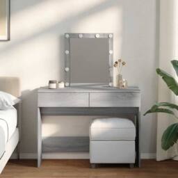 Berkfield Home Dressing Table with LED Grey Sonoma 100x40x130 cm - Size: 100 x 40 x 130 cm - thumbnail 2