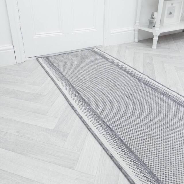 runrug Carpet Runner Rug - Indoor/Outdoor, Reversible, 2mm - 'Geo' in Grey - Size: 60 cm x 390 cm - image 1