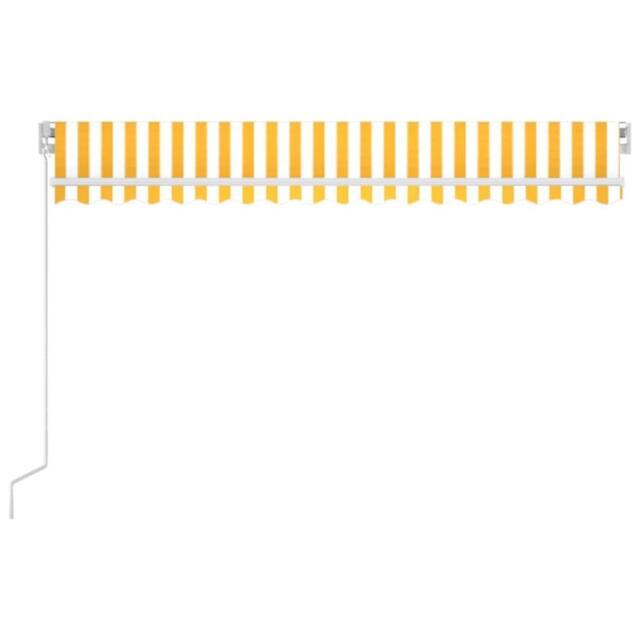 Berkfield Home Manual Retractable Awning with LED 400x350 cm Yellow & White - image 1