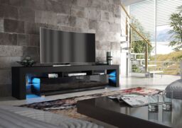 Creative Furniture Nova TV Unit 200cm - A Spacious & Modern Cabinet with Gloss Doors & LED Lights in Black - thumbnail 4