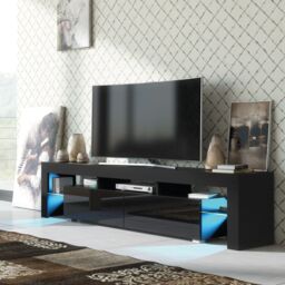 Creative Furniture Nova TV Unit 200cm - A Spacious & Modern Cabinet with Gloss Doors & LED Lights in Black - thumbnail 5