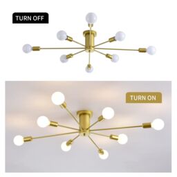 Garwarm 8-Light Gold Sputnik Semi Flush Mount Ceiling Pendant Light - thumbnail 3