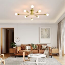 Garwarm 8-Light Gold Sputnik Semi Flush Mount Ceiling Pendant Light - thumbnail 2