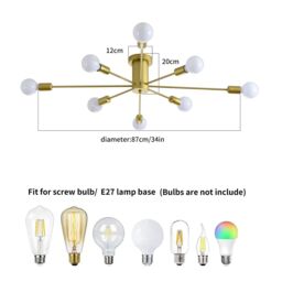 Garwarm 8-Light Gold Sputnik Semi Flush Mount Ceiling Pendant Light - thumbnail 6