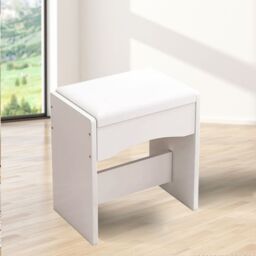 VOGREX Mondeer White Dressing Table Stool Makeup Chair Soft Padded Cushion Piano Seat - thumbnail 8