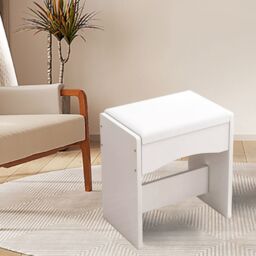 VOGREX Mondeer White Dressing Table Stool Makeup Chair Soft Padded Cushion Piano Seat - thumbnail 7