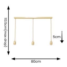 ValueLights Shaw Diner Bar 3 Drop Brass Chrome Gold Black Adjustable Ceiling Light - thumbnail 4