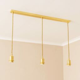 ValueLights Shaw Diner Bar 3 Drop Brass Chrome Gold Black Adjustable Ceiling Light - thumbnail 2
