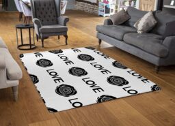Benjamin Tate Design Rose & Love Print Rug in Natural - Size: Large - thumbnail 2