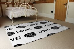 Benjamin Tate Design Rose & Love Print Rug in Natural - Size: Large - thumbnail 3