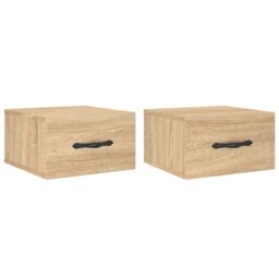 Berkfield Home Wall-mounted Bedside Cabinets 2 pcs Sonoma Oak 35x35x20 cm in Brown - Size: 35 x 35 x 20 cm - thumbnail 2