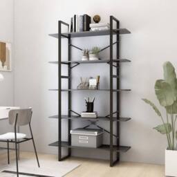 Berkfield Home Modern 5-Tier Book Cabinet Grey 100x30x175 cm Engineered Wood - Size: 100 x 30 x 175 cm - thumbnail 2
