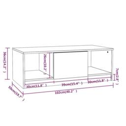 Berkfield Home Coffee Table Grey Sonoma 102x50x36 cm Engineered Wood - Size: 102 x 50 x 36 cm - thumbnail 8