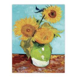 Artery8 Vincent van Gogh Framed Wall Art Print Vase with Three Sunflowers in Blue - Size: A4 - thumbnail 3