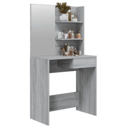 Berkfield Home Dressing Table with Mirror Grey Sonoma 74.5x40x141 cm - thumbnail 4